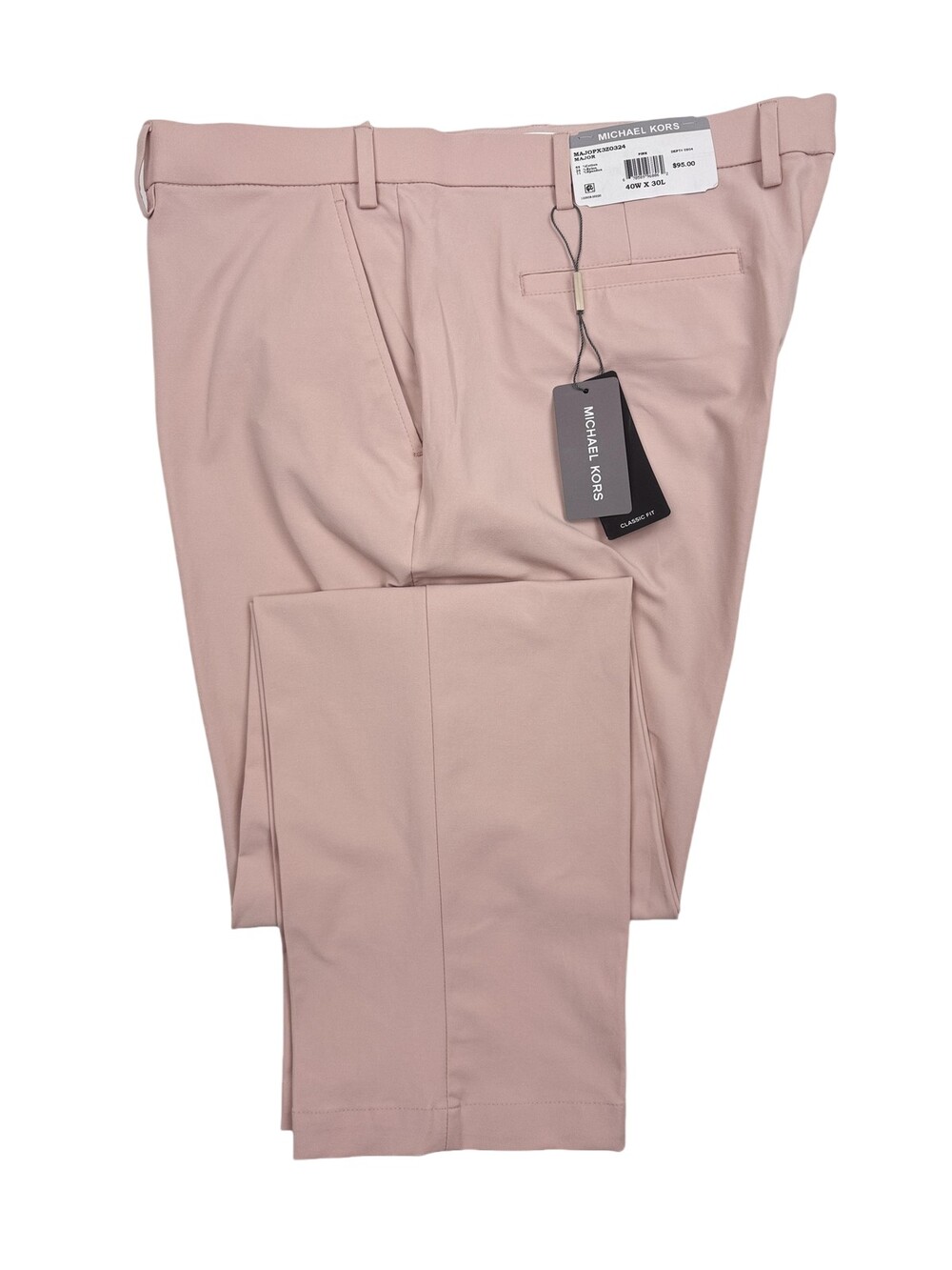 Michael Kors Performance Pants Mens 40x30 Pink Bedford Classic Fit Stretch